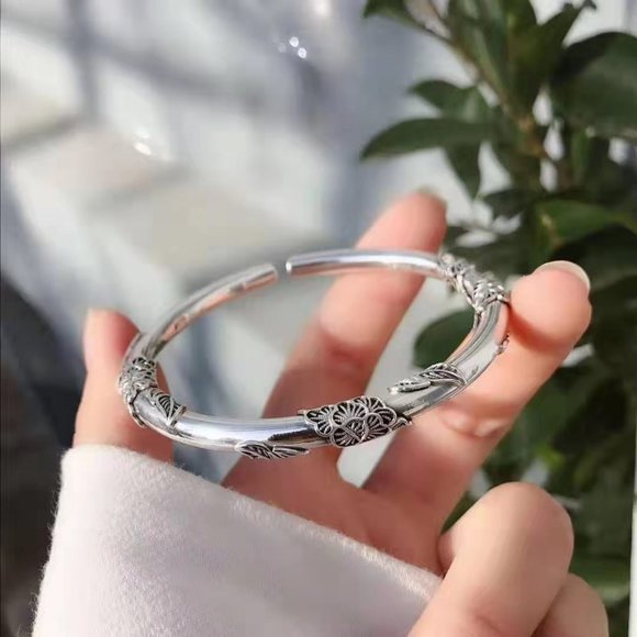 Pure Sterling Silver Bracelet Elegant Double Strand 999  999 sterling silver bracelet women\'s push-pull ret